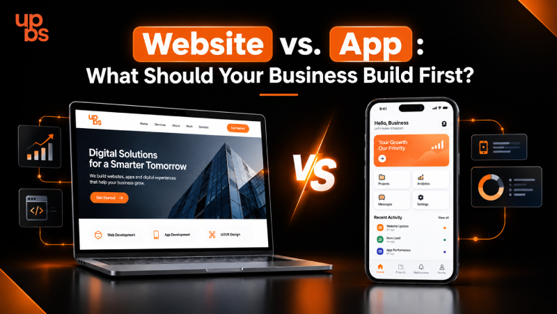 Website vs app comparison for business showing web app vs website decision